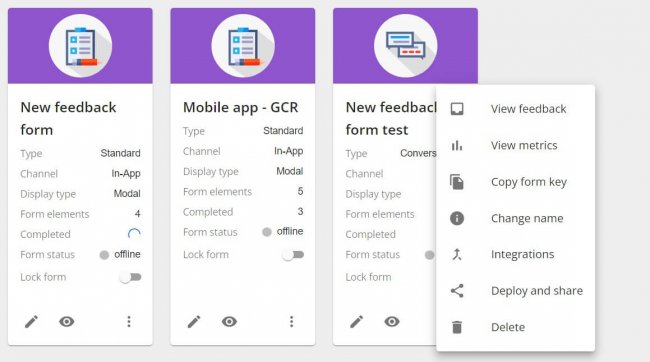 in-app form metrics