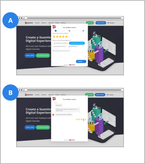 AB testing with Mopinion feedback forms