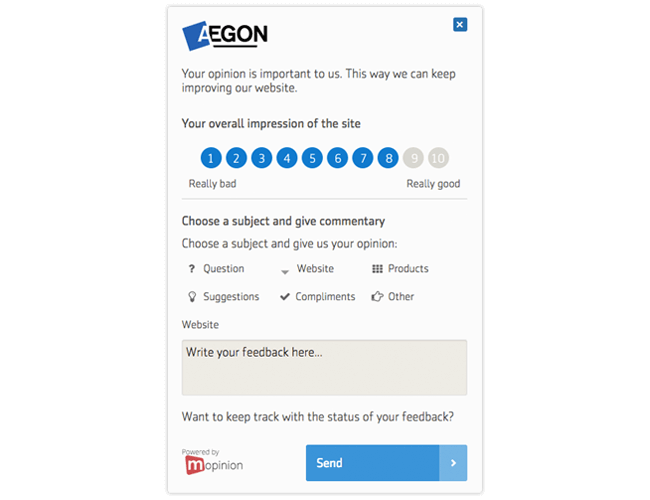 Mopinion: Which website tools are best for effectively engaging with the online customer? - Triggered feedback form