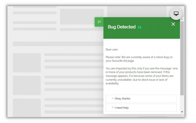 bug detected customer feedback