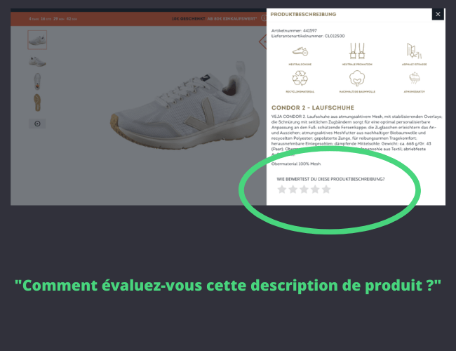 Ecommerce survey question Sportscheck French