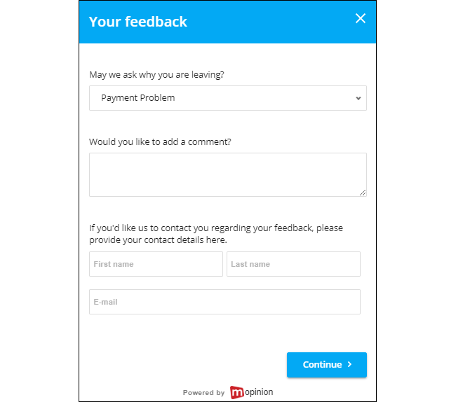 Mopinion: How to Lower Customer Churn Rates with Digital Feedback - Exit intent