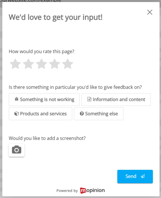 On-page feedback survey