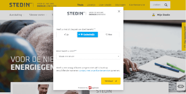 Mopinion: Why Stedin’s Website is ‘Powered’ by Mopinion Feedback - Feedback form
