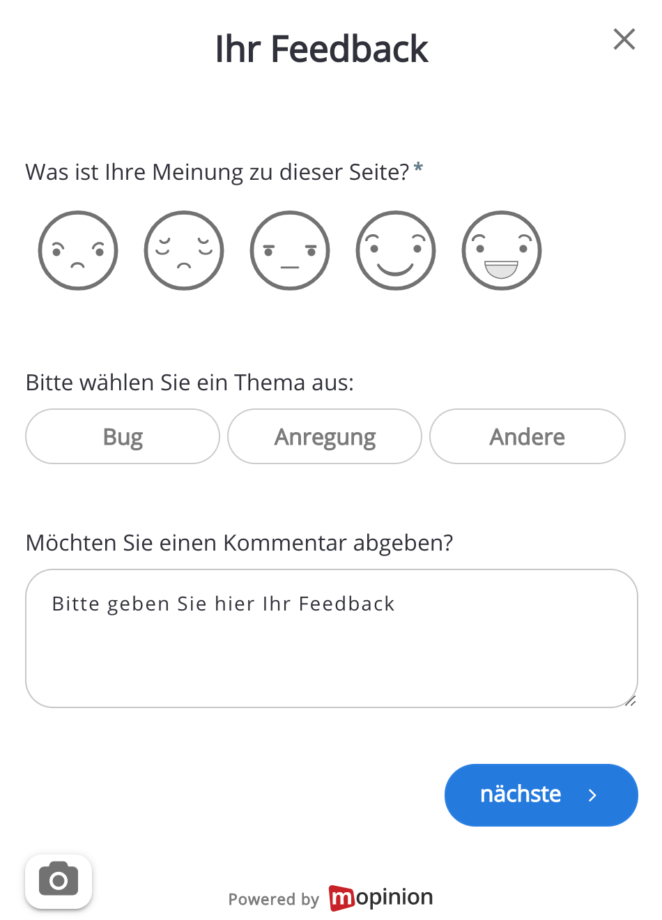 website feedback form german