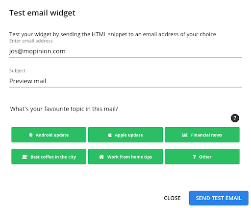 email widget editor 